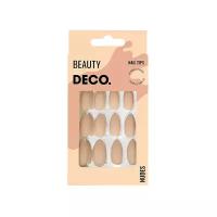 Набор накладных ногтей DECO. NUDES caramel almond (24 шт + клеевые стикеры 24 шт)