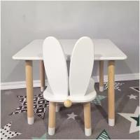 Комплект детской мебели, детский прямоугольный стол и стул зайчик