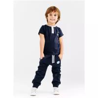 Детский комплект для мальчика Diva Kids: футболка и брюки, 122 размер, с кнопками, темно синий, с карманами