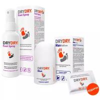 Dry Dry набор антиперспирантов: Dry Dry Man Roll-on антиперспирант для мужчин + Dry Dry Foot Spray антиперспирант для ног (1+1)