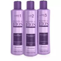 Cadiveu Plastica Dos Fios Набор для кератинового выпрямления волос "Пластическая хирургия для волос": Anti Residue Shampoo, Anti Frizz Active, Repair Mask, 3*300 мл