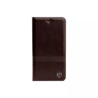 Чехол-книжка MyPads Premium для LG Q7 / Q7+ Plus (Q610NM / NA) из качественной натуральной мраморной кожи буйвола прошитый элегантной прострочкой темно-коричневый с магнитной крышкой