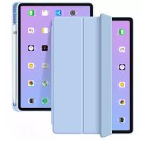 Чехол-обложка MyPads для iPad Air 4 (2020) 10.9 тонкий умный кожаный на пластиковой основе с трансформацией в подставку голубой