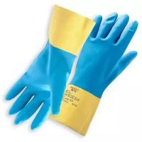 Перчатки химические неопреновые желто-голубые Jeta Safety JNE711 размер M /1 пара/