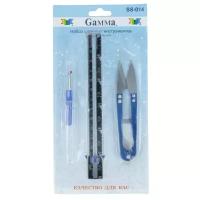 Gamma Набор инструментов для шитья SS-014, 3 шт. синий/черный/серебристый 3 шт