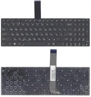Клавиатура для ноутбука Asus K56C, черная без рамки, плоский Enter, контакты расположены с лицевой стороны