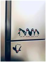 Интерьерные наклейки для декора, Наклейка пингвины на холодильник