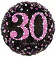 Воздушный шар круг На 30 лет, розовый, 43 см