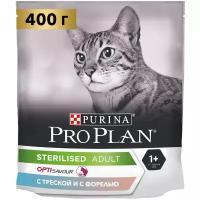 Сухой корм Purina Pro Plan для стерилизованных кошек и кастрированных котов, с высоким содержанием трески и форелью, Пакет, 400 г
