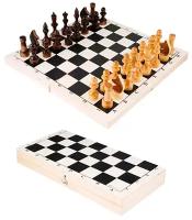 Шахматы деревянные обиходные (лак), складная доска 290 х 145 мм, 02-18
