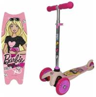 Самокат 1TOY Barbie детский 3-кол. розовый/мультиколор (Т11410Н) (Г’11410ГЌ)