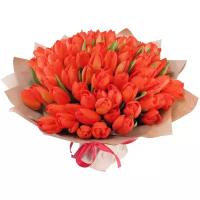Букет из тюльпанов 45см 101шт цвет красный