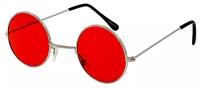 Карнавальные очки для праздника Riota Круглые красные, 13 х 5,5 см