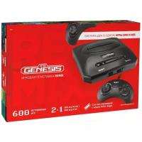 Игровая приставка 8 bit + 16 bit Retro Genesis Remix (600 в 1) + 600 встроенных игр + 2 геймпада (Черная)