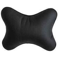 Подушка на подголовник автомобильного кресла в машину для поддержки головы MATEX ACTUAL черный, экокожа, 30х23 см