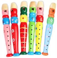 Яркая деревянная детская дудочка 20,5 см, музыкальный инструмент для малышей, 6 цветов, JBL04