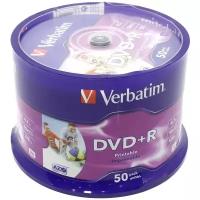 Диск DVD+R Verbatim 4.7Gb 16x Cake Box (50 штук), Printable (43512)