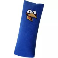 Автомобильная подушка на ремень безопасности MATEX BIRDS, цвет синий, 30х11х9 см с вышивкой.