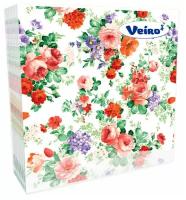 Салфетки бумажные Veiro цветы-винтаж 3 слоя 33*33