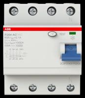 F204 AC-63/0,1 Блок утечки тока (УЗО) 4- полюс. 63A 100mA, тип АC ABB, 2CSF204001R2630