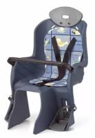 Детское кресло на подседельный штырь с поручнем и с подголовником до 22 кг синее