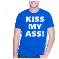 Футболка Kiss my ass! (Поцелуй мой зад!). Цвет: синий. Размер: XL
