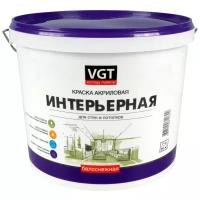 Краска акриловая VGT ВД-АК-2180 для стен «Белоснежная» влагостойкая моющаяся матовая белый 7 кг