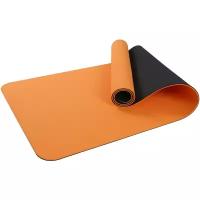 Коврик для фитнеса и йоги Larsen TPE двухцветный оранж/чёрный р183х61х0,6см