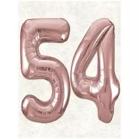 Воздушный шар фольгированный цифра Balloon " 54 / 45 " размер 102 см, розовый / розовое золото / пуд