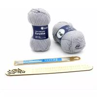 Набор для вязания носков с линейкой для определения размера, 03 светло-серый