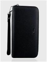 Черный кожаный кошелек бумажник портмоне мужской