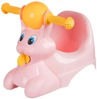 Горшок кресло детское с ручками игрушка съемная Зайчик пластиковый анатомический туалет для девочек и мальчиков, стульчик с защитой от брызг 42 х 29 х 31 см розовый Lapsi