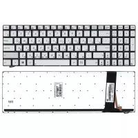 Клавиатура для ноутбука Asus N750JK серебристая с поддержкой подсветки
