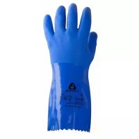 Перчатки JP711 Jeta Safety защитные химические с покрытием из ПВХ, синие ,Размер XL