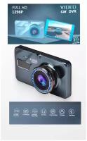 Видеорегистратор FULL HD 1296P с 2-мя камерами /Дисплей 4``c поддержкой "изображение в изображении" /Объектив 170*/G-сенсор/Микрофон/Аккумулятор 300мА