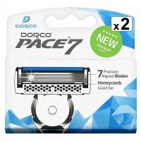 Сменные кассеты Dorco PACE7 (2 кассеты), 7-лезвийные, увл.полоса, крепление PACE