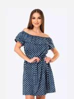Платье женское летнее HappyFox, HFL3540 размер 48, цвет синий. горох