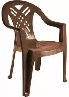 Садовое кресло с подлокотниками Садовый стул пластик коричневый ПРЕСТИЖ-2 66х60х84см