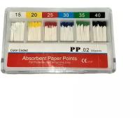 Штифты бумажные абсорбирующие эндоканальные стоматологические Absorbent Paper Points (HAND ROLLED), конусность 02, размер №15-40,200 шт. в упаковке