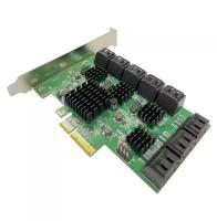 Контроллер FG-EST25A-1-3L01 PCI-E SATA 6G 16 port CARD, Asmedia ASM2806+4*ASM1064, RTL