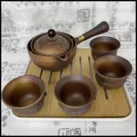 Чайный сервиз - Летучая гайвань (умбра), керамика, 6 предметов