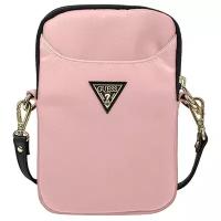 Guess Сумка Guess Nylon phone bag with Triangle metal logo для смартфонов, розовая