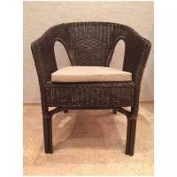Кресло из натурального ротанга 02/08 с подушкой, цвет темно-коричневый