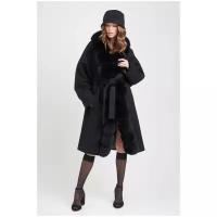 EKATERINA ZHDANOVA Пальто с планкой из меха в росшив в цвете Красивый Черный размер 46/48