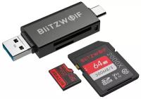 Картридер BlitzWolf BW-CR1 Card Reader USB3.0/Type C/SD/TF Black