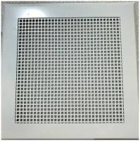 Вентиляционная решетка металлическая на магнитах 200х200, цает белый, перфорация мелкий квадрат.