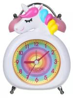 Часы-будильник в виде единорога , 14х10,8х6,5см, с подсветкой, 1хАА, пластик, , белый, LADECOR CHRONO.