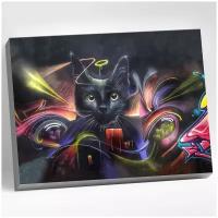 Картина по номерам 40х50 см Холст на деревянном подрамнике Molly Кошка в стиле граффити (20 цветов) HR0140