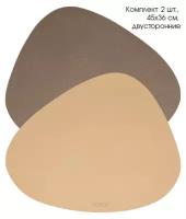 Набор салфеток 2шт. DeNASTIA иск. кожа (камень) 45х36см, двусторонняя бежевый/коричневый