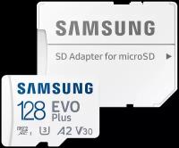Карта памяти Samsung microSDXC 128 ГБ Class 10, V30, A2, UHS-I U3, R 130 МБ/с, адаптер на SD